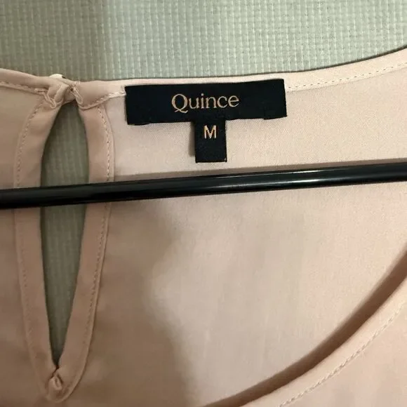 Quince Stretch Silk Top Medium Washable Pink Rose  Womens Short Sleeve Crew Neck - Picture 7 of 8